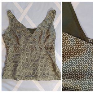 Fitted Green Printed Ann Taylor Loft Top